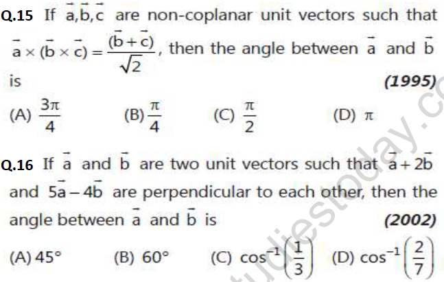 JEE Mathematics Vectors MCQs Set B-5