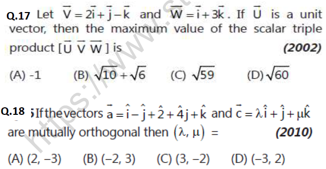 JEE Mathematics Vectors MCQs Set B-6