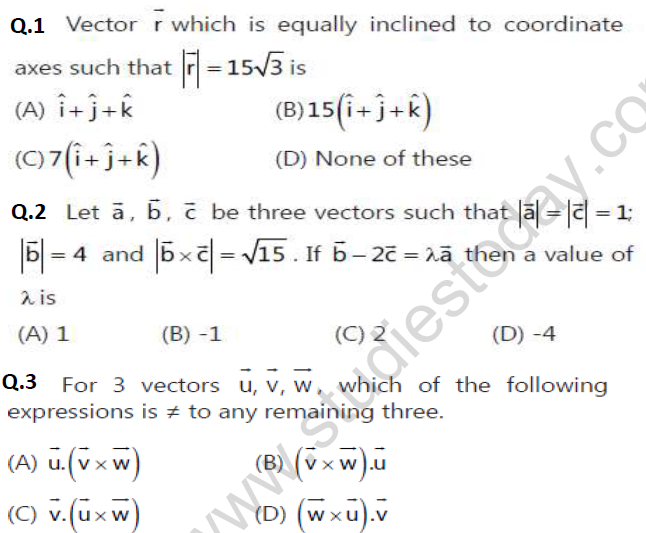 JEE Mathematics Vectors MCQs Set B