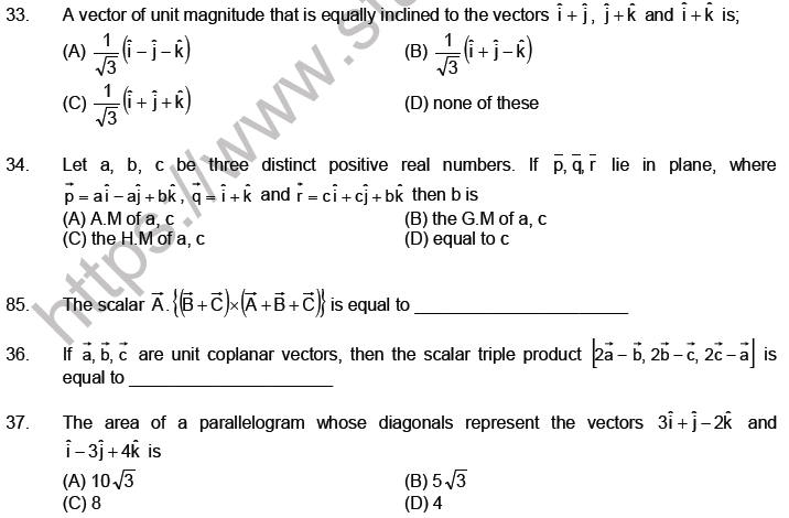 JEE Mathematics Vectors MCQs Set C-5
