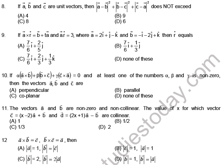 JEE Mathematics Vectors MCQs Set C-Level2-1