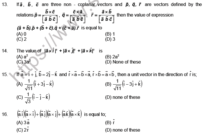 JEE Mathematics Vectors MCQs Set C-Level2-2