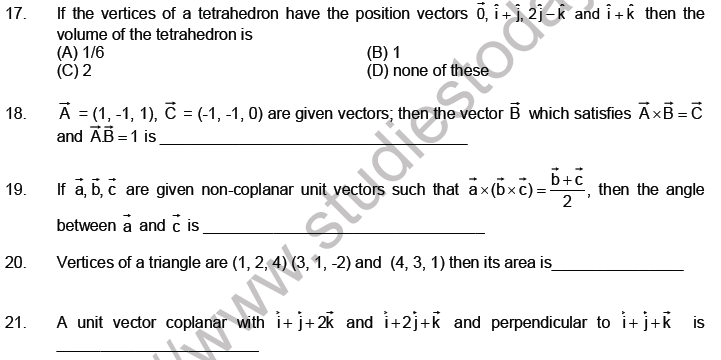 JEE Mathematics Vectors MCQs Set C-Level2-3