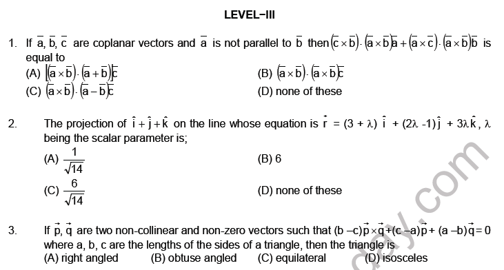 JEE Mathematics Vectors MCQs Set C-Level3
