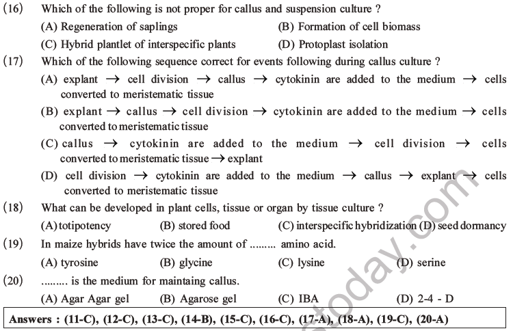NEET Biology Animal Husbandry and Plant Breeding MCQs Set B, Multiple Choice  Questions