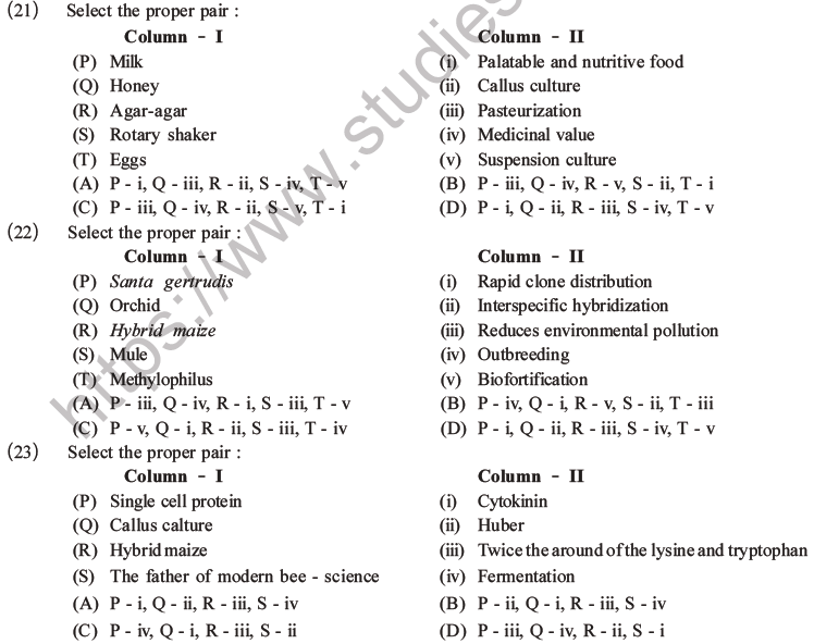 NEET Biology Animal Husbandry and Plant Breeding MCQs Set A-4