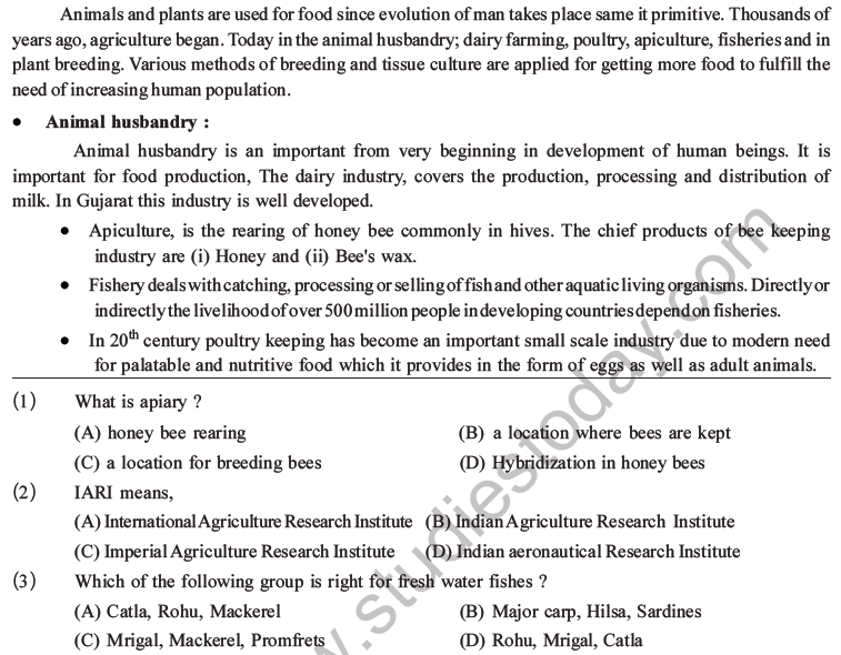 NEET Biology Animal Husbandry and Plant Breeding MCQs Set A