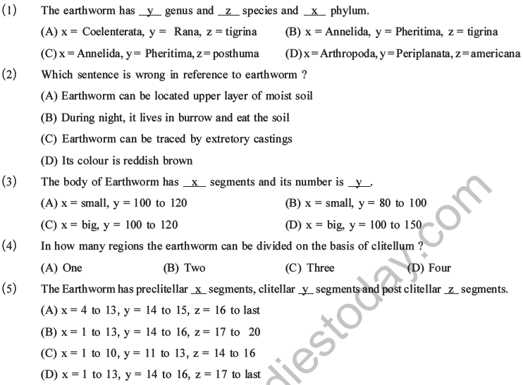 NEET Biology Animal Morphology and Anatomy MCQs Set A-1