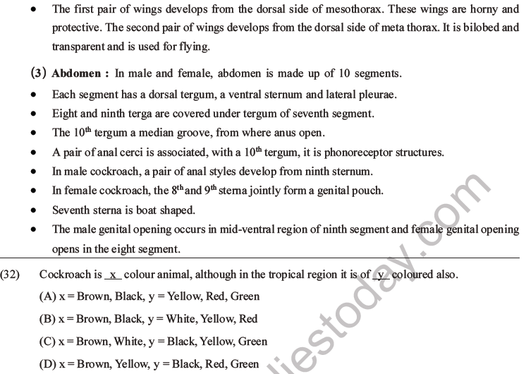 NEET Biology Animal Morphology and Anatomy MCQs Set A