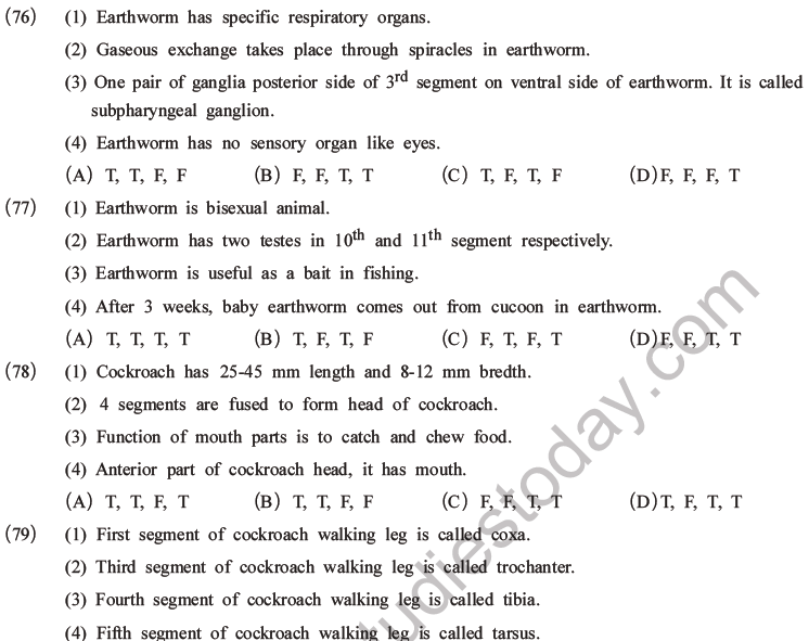 NEET Biology Animal Morphology and Anatomy MCQs Set A-30