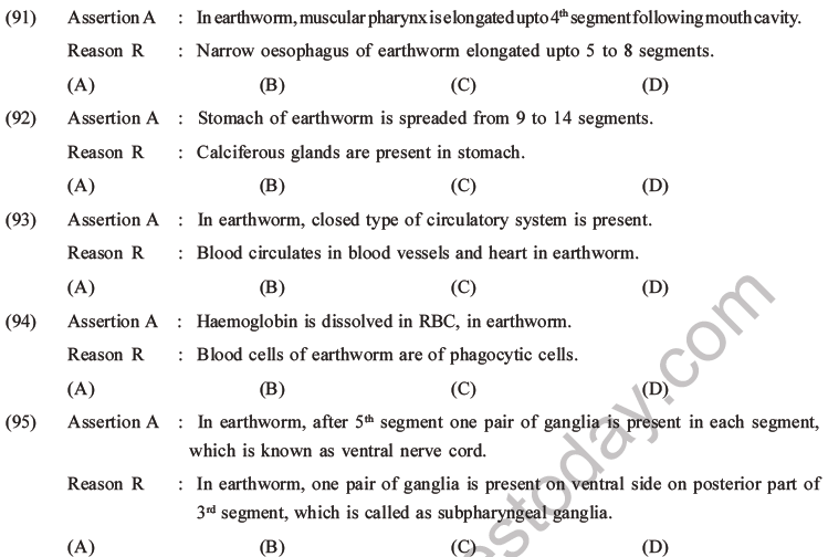 NEET Biology Animal Morphology and Anatomy MCQs Set A-34