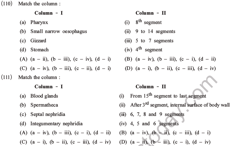 NEET Biology Animal Morphology and Anatomy MCQs Set A-38