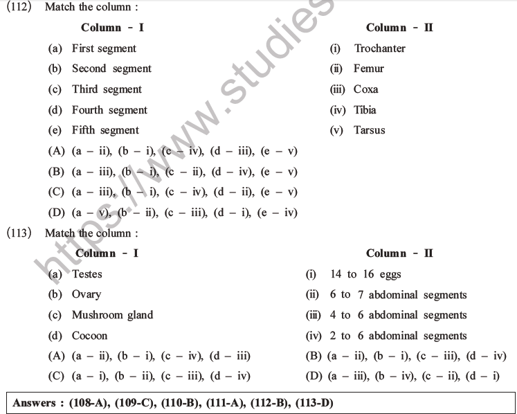 NEET Biology Animal Morphology and Anatomy MCQs Set A-39