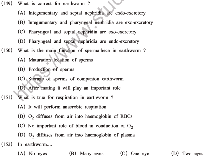 NEET Biology Animal Morphology and Anatomy MCQs Set A-51