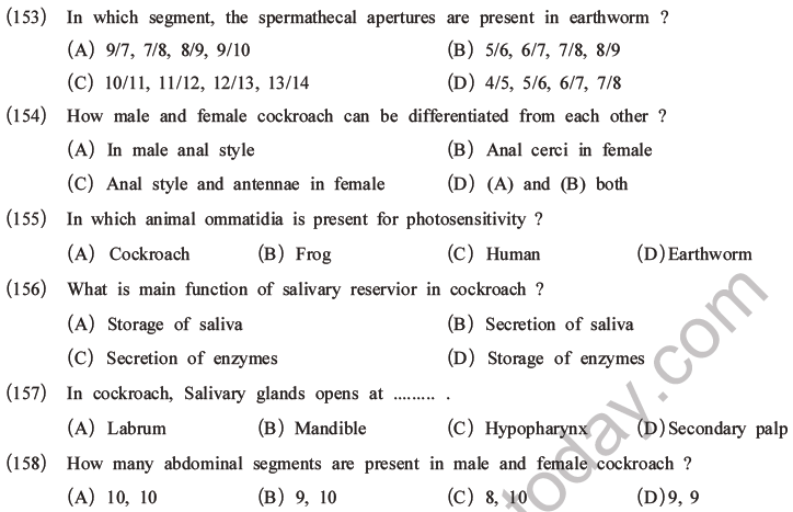 NEET Biology Animal Morphology and Anatomy MCQs Set A-52