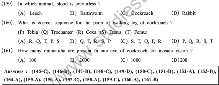 NEET Biology Animal Morphology and Anatomy MCQs Set A-53