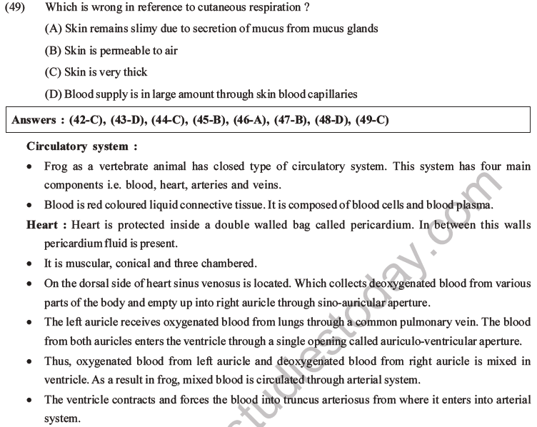 NEET Biology Animal Morphology and Anatomy MCQs Set B-20