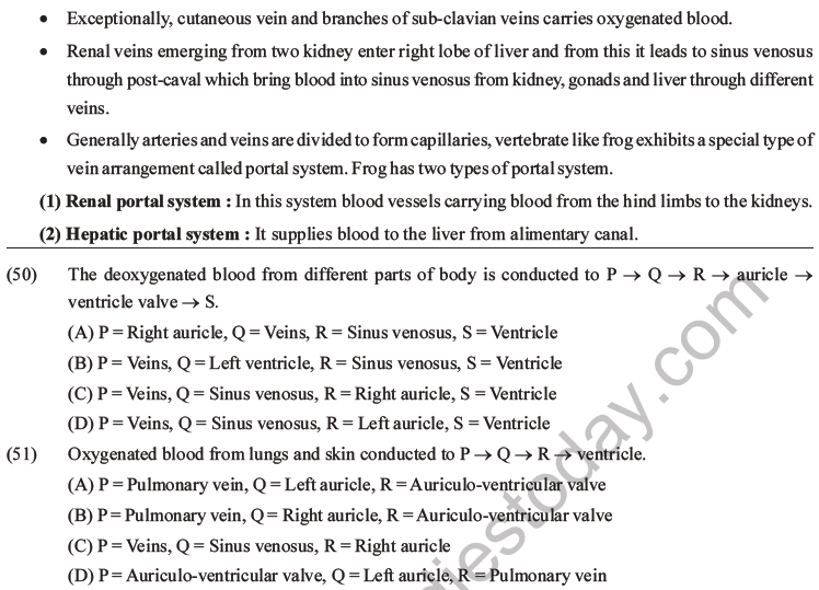 NEET Biology Animal Morphology and Anatomy MCQs Set B-22