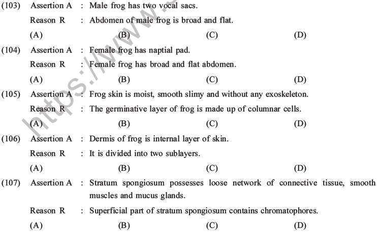 NEET Biology Animal Morphology and Anatomy MCQs Set B-37