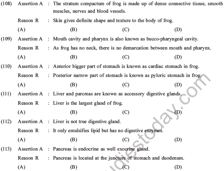 NEET Biology Animal Morphology and Anatomy MCQs Set B-38