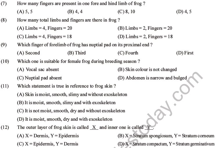 NEET Biology Animal Morphology and Anatomy MCQs Set B-4