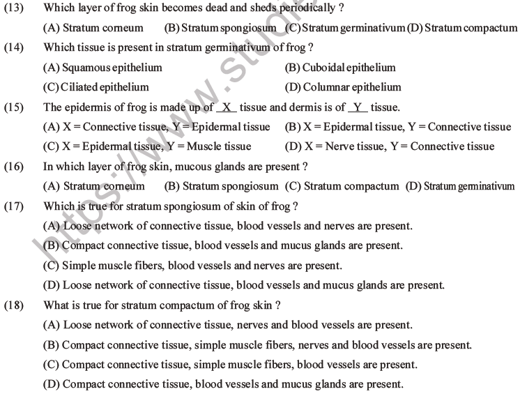 NEET Biology Animal Morphology and Anatomy MCQs Set B-5