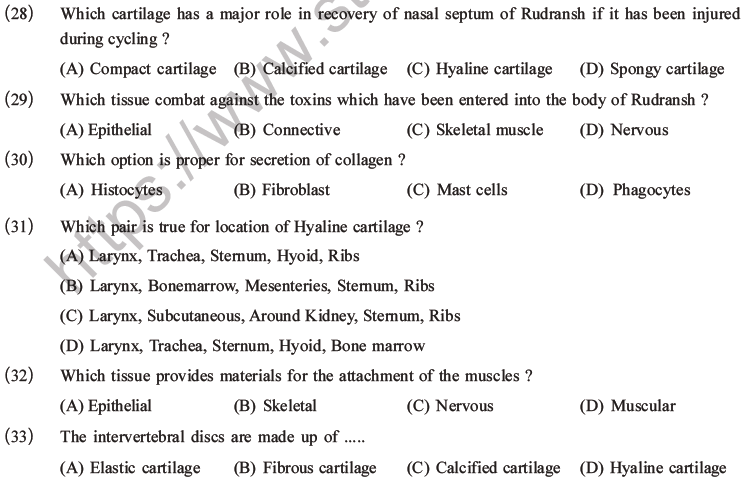 NEET Biology Animal Tissue MCQs Set A-20