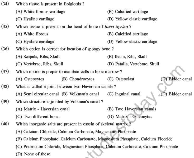 NEET Biology Animal Tissue MCQs Set A-21