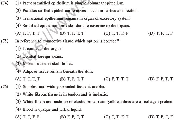 NEET Biology Animal Tissue MCQs Set A-32