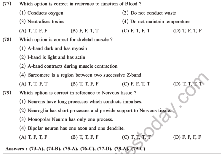 NEET Biology Animal Tissue MCQs Set A-33