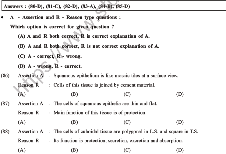 NEET Biology Animal Tissue MCQs Set A-36