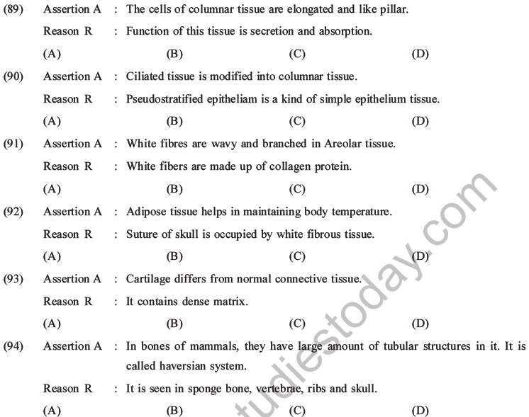 NEET Biology Animal Tissue MCQs Set A-37