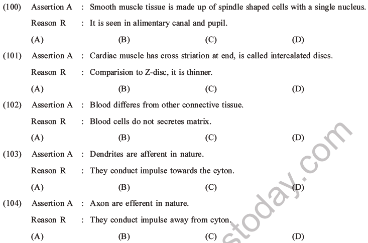 NEET Biology Animal Tissue MCQs Set A-39