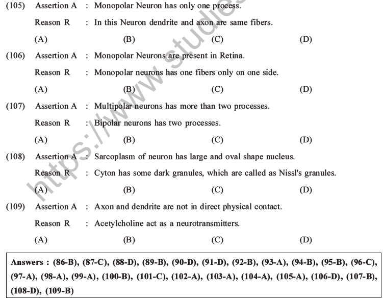 NEET Biology Animal Tissue MCQs Set A-40