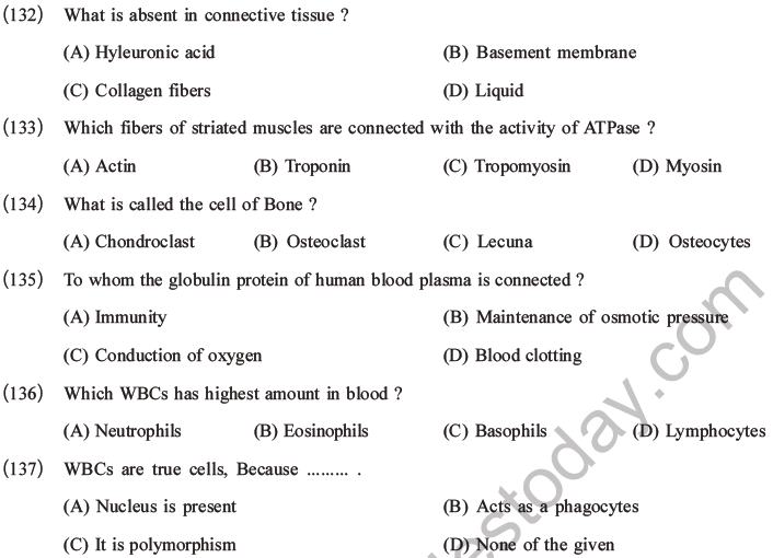 NEET Biology Animal Tissue MCQs Set A-48