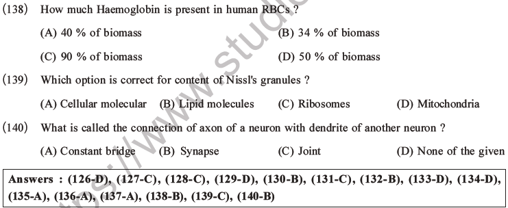 NEET Biology Animal Tissue MCQs Set A-49