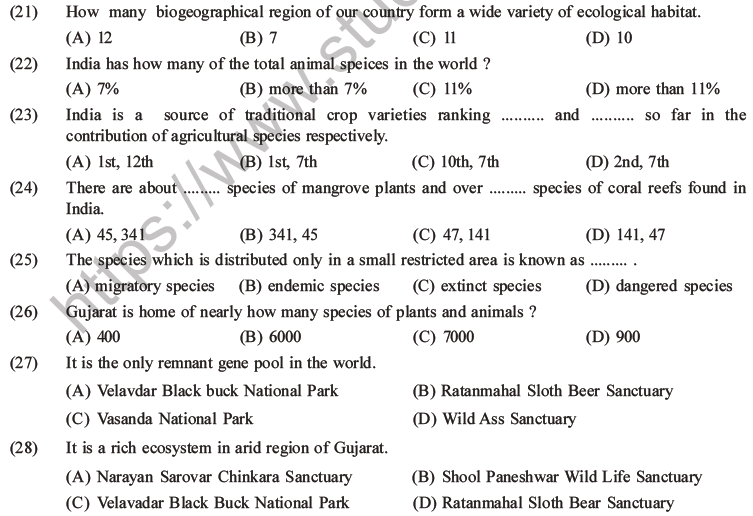 NEET Biology Biodiversity and Its Conservation MCQs Set B-16