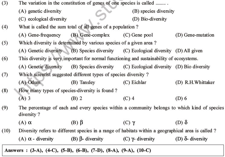 NEET Biology Biodiversity and Its Conservation MCQs Set B-2