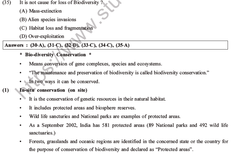 NEET Biology Biodiversity and Its Conservation MCQs Set B-20