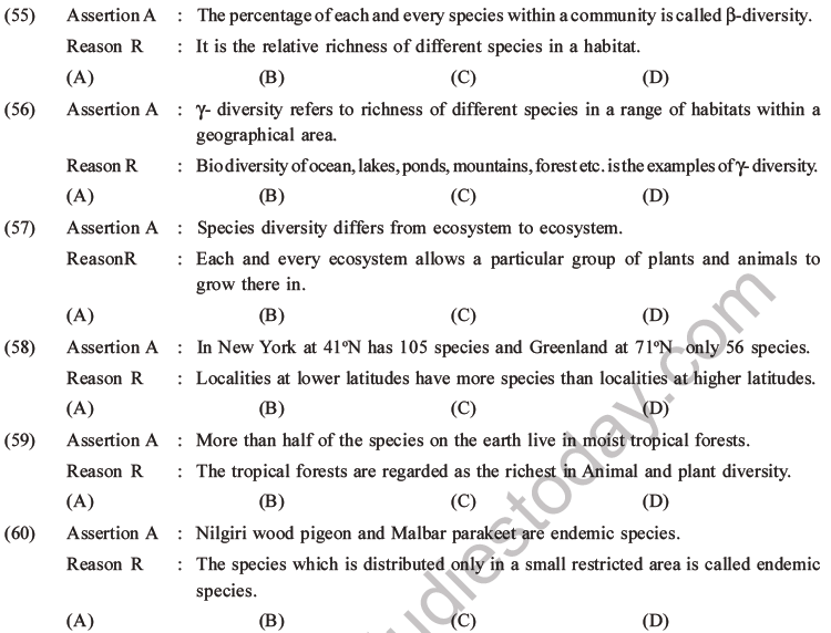 NEET Biology Biodiversity and Its Conservation MCQs Set B-29