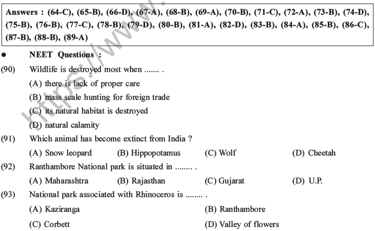 NEET Biology Biodiversity and Its Conservation MCQs Set B-40