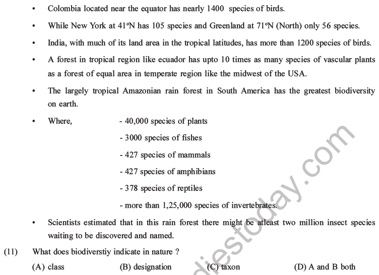 NEET Biology Biodiversity and Its Conservation MCQs Set B-5