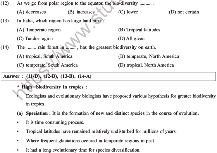 NEET Biology Biodiversity and Its Conservation MCQs Set B-6