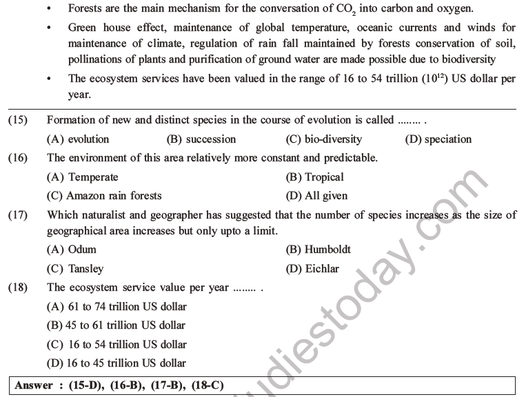 NEET Biology Biodiversity and Its Conservation MCQs Set B-9