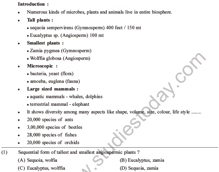 NEET Biology Biodiversity and Its Conservation MCQs Set B