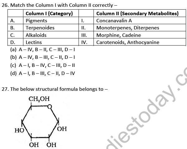 NEET Biology Biomolecules MCQs Set A-6