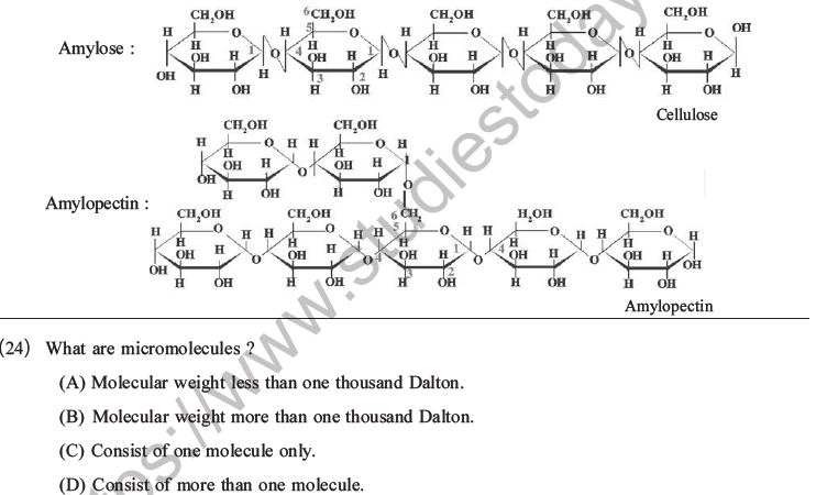 NEET Biology Biomolecules MCQs Set C-14