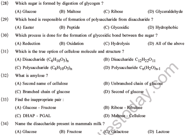 NEET Biology Biomolecules MCQs Set C-16