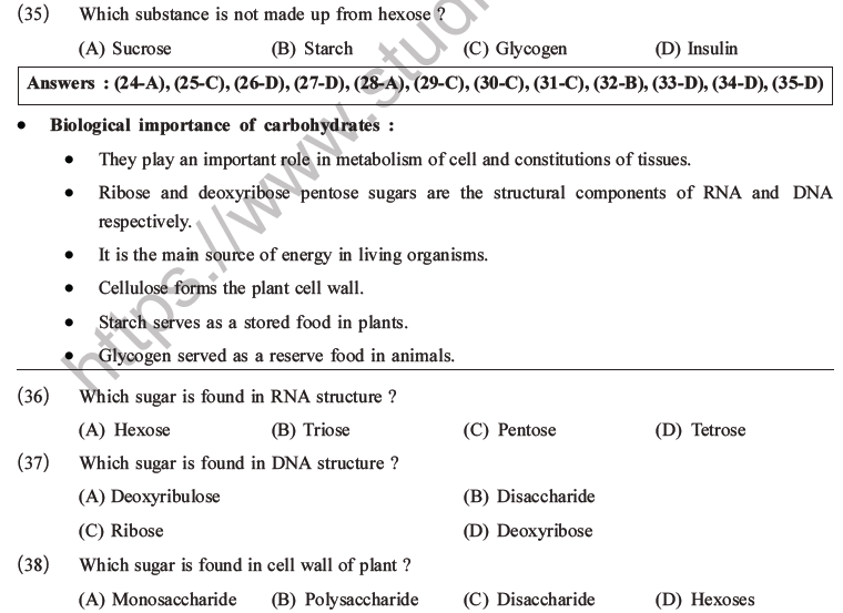 NEET Biology Biomolecules MCQs Set C-17