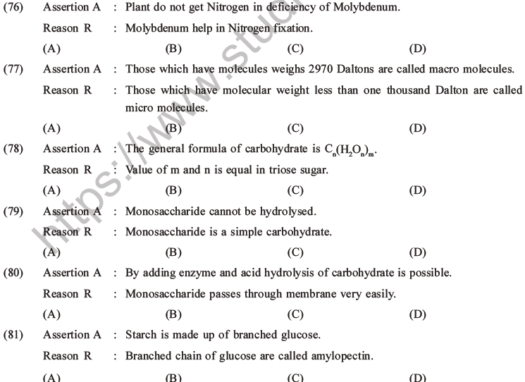 NEET Biology Biomolecules MCQs Set C-29